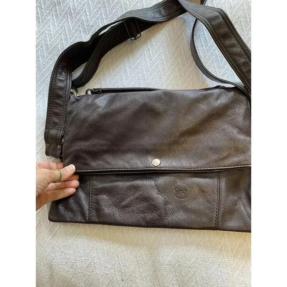 Made In Canada Leather  Flower Daisy Embossed Purse Burgundy Brown Boho Hippie - Picture 8 of 16